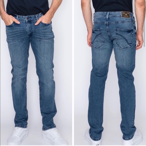 NWT! Clearance 🎉Mens Faded Blue Edge Slim Stretchy Denim Jeans - Picture 2 of 8
